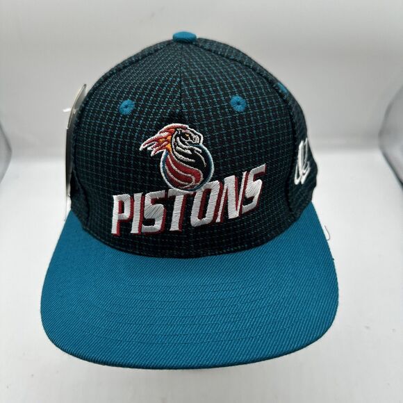 VTG Detroit Pistons Logo Athletic 90s NBA Adjustable Snapback Cap Hat NEW Teal - Picture 1 of 11
